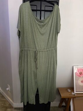 Women's Olive Green Drawstring Jumpsuit